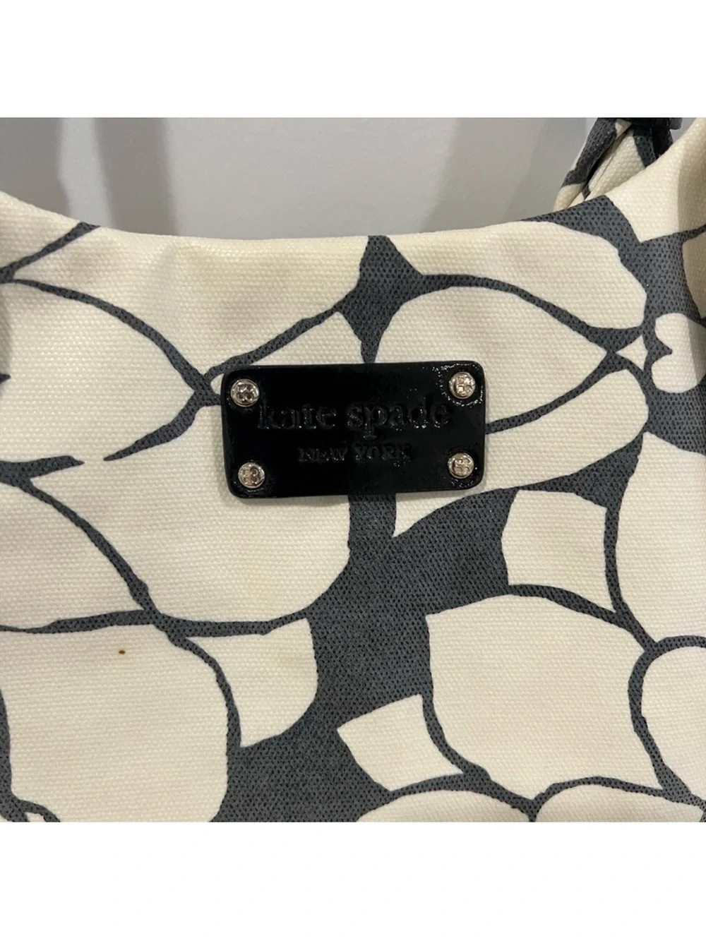 kate spade Black and Cream Floral Canvas Tote
